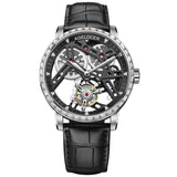 AGELOCER Swiss Brand Watch  Sapphire Blue Skeleton Dial Leather Strap Watch Mechanical Hand Wind Mens Tourbillon Watches 9004F2