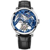 AGELOCER Skeleton Mechanical Tourbillon Men Watch Waterproof Leather Swiss Brand Luxury Blue Tourbillon relogio masculino
