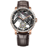 AGELOCER Skeleton Mechanical Tourbillon Men Watch Waterproof Leather Swiss Brand Luxury Blue Tourbillon relogio masculino