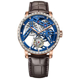 AGELOCER Skeleton Mechanical Tourbillon Men Watch Waterproof Leather Swiss Brand Luxury Blue Tourbillon relogio masculino