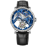 AGELOCER Skeleton Mechanical Tourbillon Men Watch Waterproof Leather Swiss Brand Luxury Blue Tourbillon relogio masculino