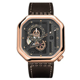 AGELOCER Switzerland Self-wind Mechanical Watch Men Automatic Big Square Black Leather Wrist Watches Reloj Hombre 2019 Luxury