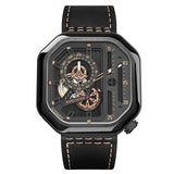 AGELOCER Switzerland Self-wind Mechanical Watch Men Automatic Big Square Black Leather Wrist Watches Reloj Hombre 2019 Luxury