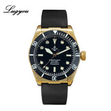 Lugyou Hruodland Bronze Diving Men Watch Mechanical Rubber  Strap Ceramic Top Ring Sapphire Crystal Free Leather Strap BGW9 Blue