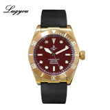 Lugyou Hruodland Bronze Diving Men Watch Mechanical Rubber  Strap Ceramic Top Ring Sapphire Crystal Free Leather Strap BGW9 Blue