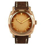 San Martin Vintage Bronze Diver Watch Sapphire See-through Case Back Men Mechanical Watches Leather Strap Waterproof Luminous