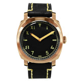 San Martin Vintage Bronze Diver Watch Sapphire See-through Case Back Men Mechanical Watches Leather Strap Waterproof Luminous