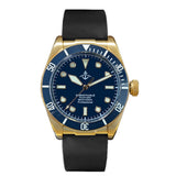 Solid 42.5mm Blue Dial Luminous Marks Ceramic Bezel CuSn8 Bronze Case ST2130 Automatic Movement 200m Waterproof Men's Watch
