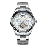 BOYZHE Automatic Mechanical Men Watch Fashion Top Brand Sports Watches Tourbillon Moon Phase Stainless Steel Relogio Masculino